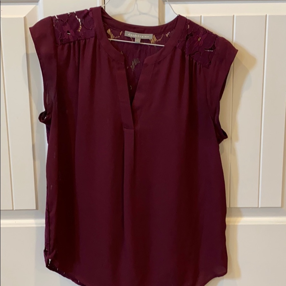 Maroon sleeveless blouse